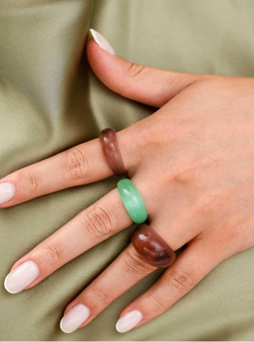 Zestaw Pierścionków Cognac Jade