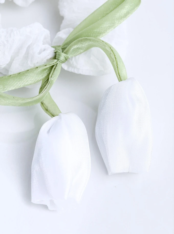 Gumka do włosów typu scrunchie, biała, tulipan O614377P00
