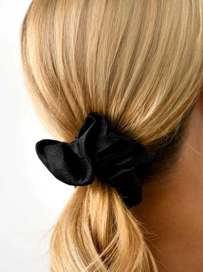 Gumka do włosów typu scrunchie, połyskujący czarny O614374P00