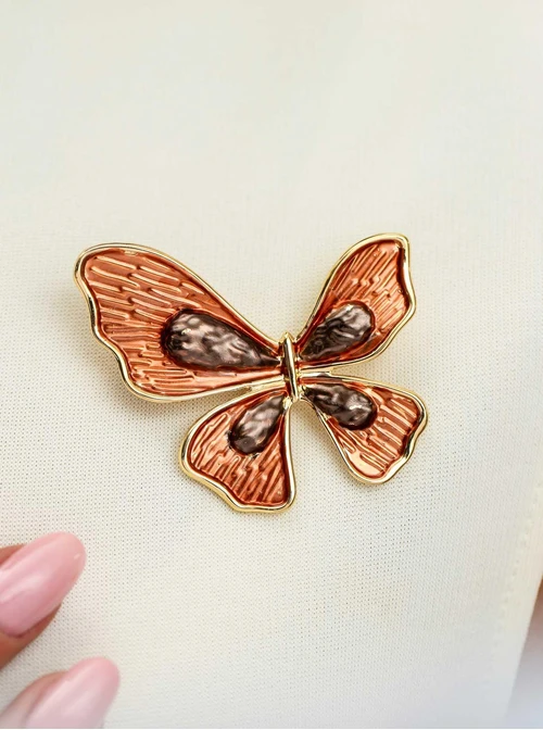 Broszka motyl, brązowy B713697Z00