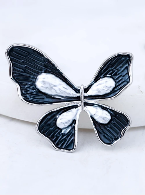 Broszka motyl, czarno-srebrny B713700S00