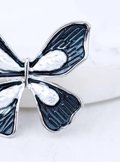 Broszka motyl, czarno-srebrny B713700S00