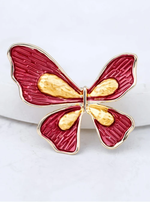 Broszka motyl, czerwono-złoty B713698Z00