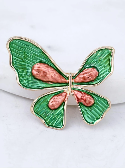 Broszka motyl, zielono-brązowy B713699Z00