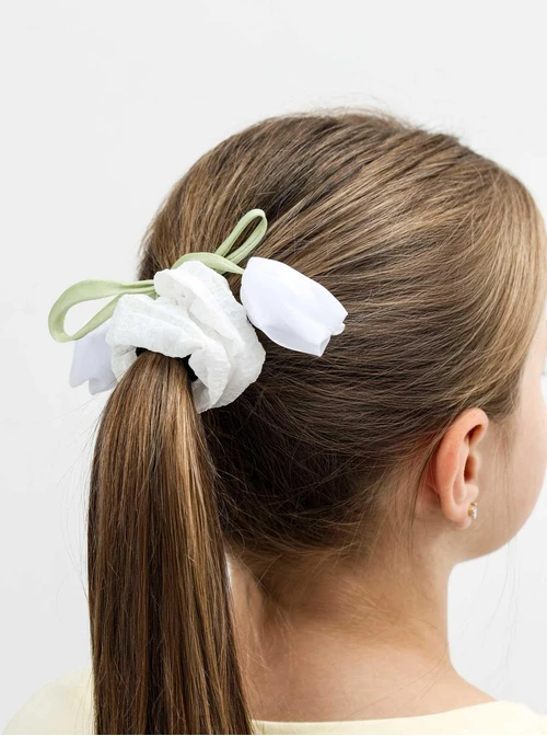 Gumka do włosów typu scrunchie, biała, tulipan O614377P00