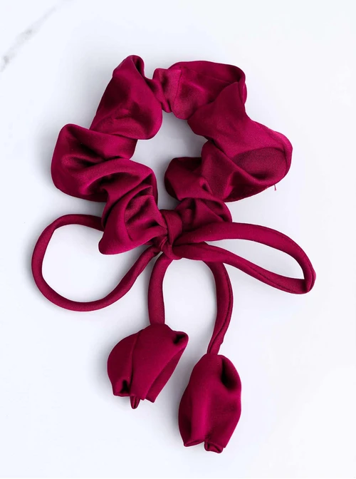 Gumka do włosów typu scrunchie, bordowa, tulipan O614396P00