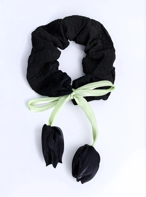 Gumka do włosów typu scrunchie, czarna, tulipan O614380P00