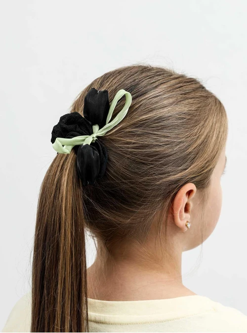Gumka do włosów typu scrunchie, czarna, tulipan O614380P00