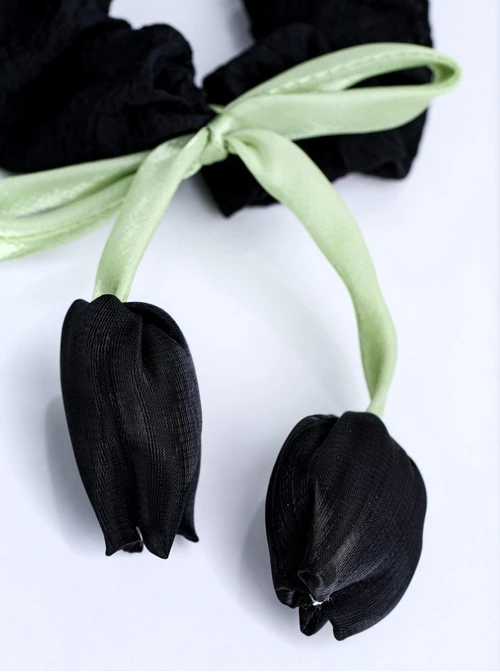 Gumka do włosów typu scrunchie, czarna, tulipan O614380P00