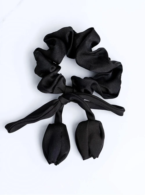 Gumka do włosów typu scrunchie, czarna, tulipan O614395P00