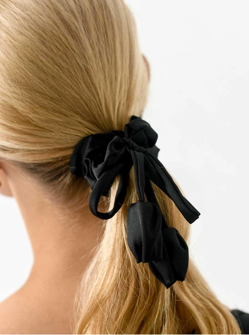 Gumka do włosów typu scrunchie, czarna, tulipan O614395P00