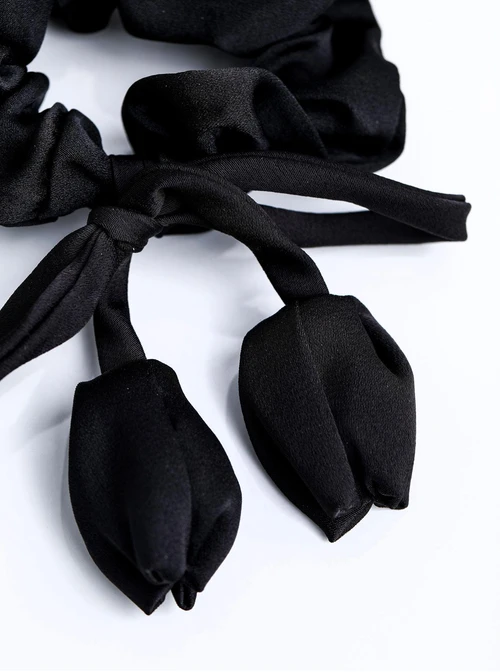 Gumka do włosów typu scrunchie, czarna, tulipan O614395P00