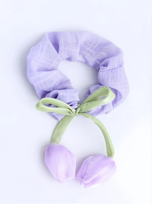 Gumka do włosów typu scrunchie, fioletowa, tulipan O614378P00