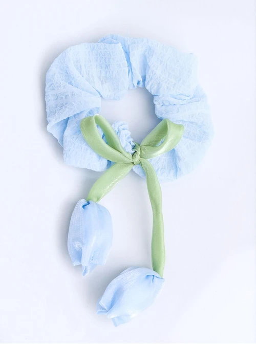 Gumka do włosów typu scrunchie, jasnoniebieska, tulipan O614381P00
