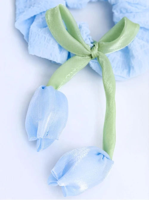 Gumka do włosów typu scrunchie, jasnoniebieska, tulipan O614381P00