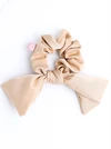 Gumka do włosów typu scrunchie, kokarda, beżowa O614430P00