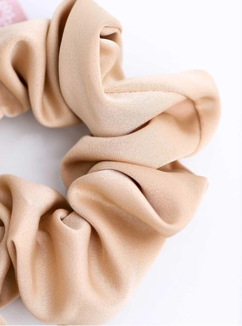 Gumka do włosów typu scrunchie, kokarda, beżowa O614430P00