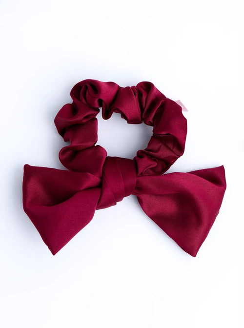 Gumka do włosów typu scrunchie, kokarda, bordowa O614431P00
