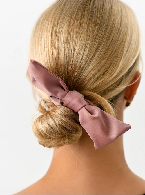 Gumka do włosów typu scrunchie, kokarda, brązowa O614428P00