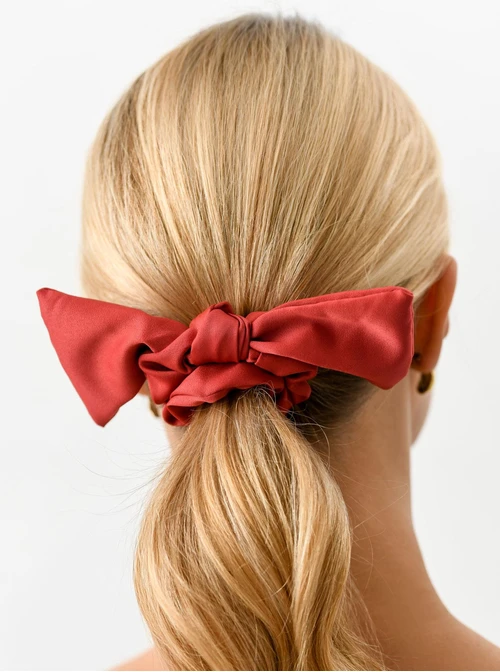Gumka do włosów typu scrunchie, kokarda, czerwona O614429P00