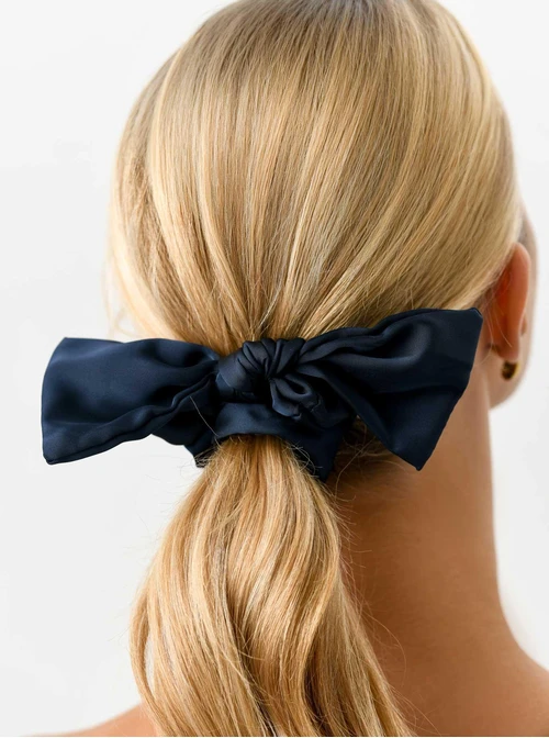 Gumka do włosów typu scrunchie, kokarda, granatowy O614435P00