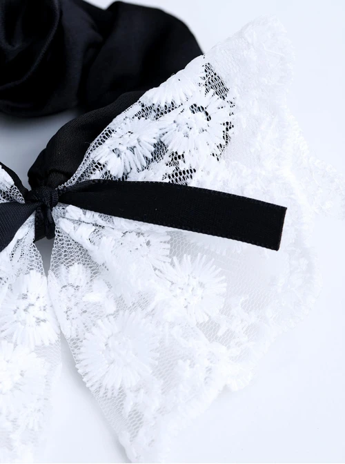 Gumka do włosów typu scrunchie, kokarda, koronka, czarny O614387P00