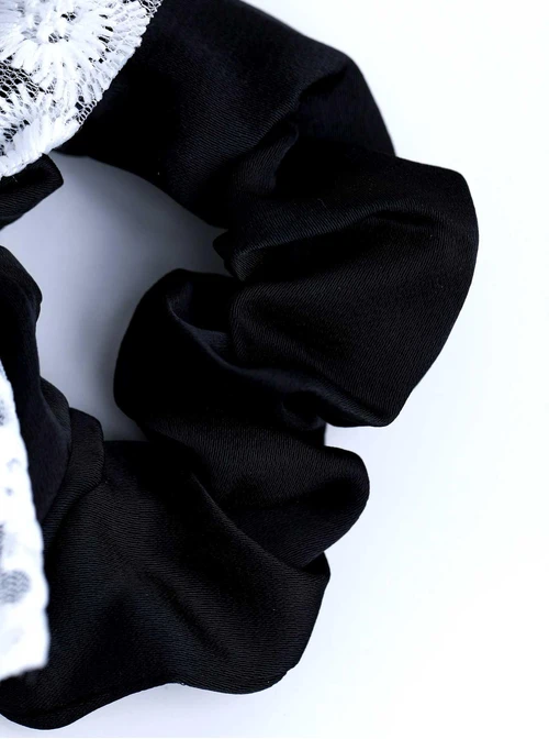 Gumka do włosów typu scrunchie, kokarda, koronka, czarny O614387P00