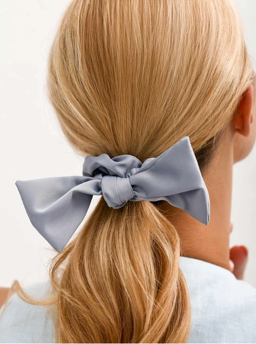 Gumka do włosów typu scrunchie, kokarda, szary O614436P00