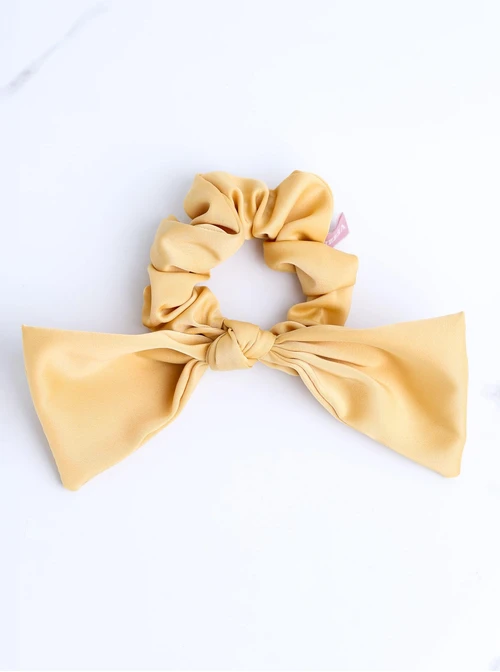 Gumka do włosów typu scrunchie, kokarda, żółta O614434P00