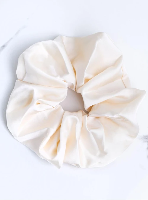 Gumka do włosów typu scrunchie, kremowy O614352P00