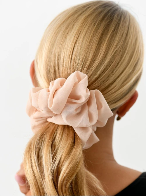 Gumka do włosów typu scrunchie, kremowy O614446P00