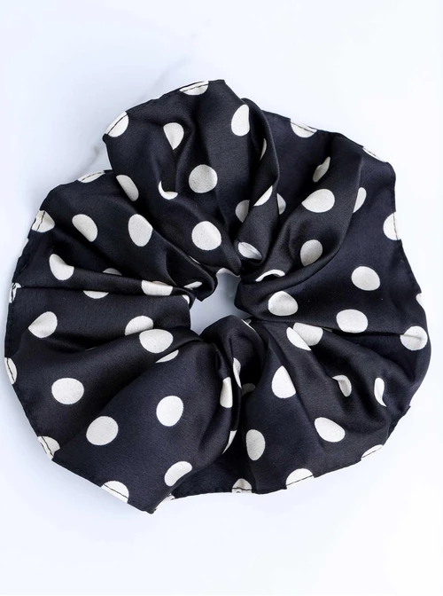 Gumka do włosów typu scrunchie, kropki, czarna O614393P00