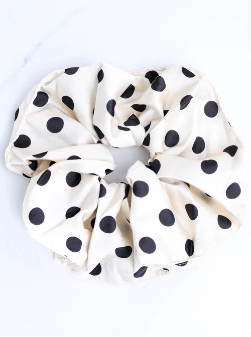Gumka do włosów typu scrunchie, kropki, kremowa O614394P00