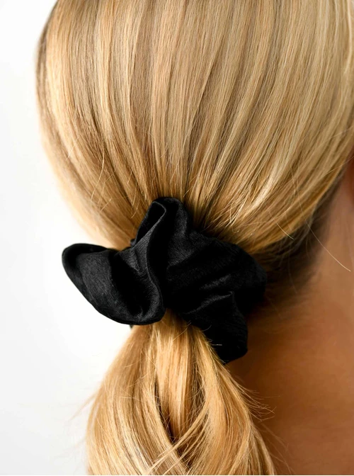 Gumka do włosów typu scrunchie, połyskujący czarny O614374P00