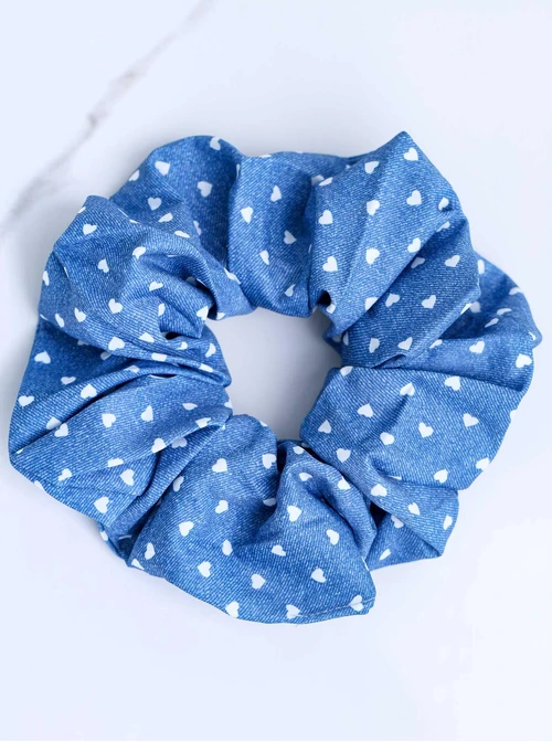 Gumka do włosów typu scrunchie serduszka, niebieski O614388P00