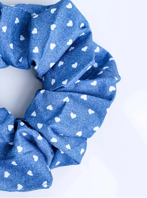 Gumka do włosów typu scrunchie serduszka, niebieski O614388P00