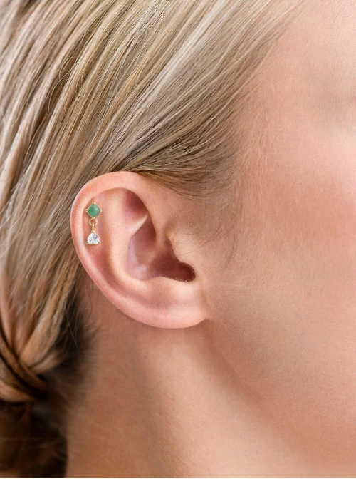 Kolczyk do piercingu labret, Jaspis, stal pozłacana ST15762Z00