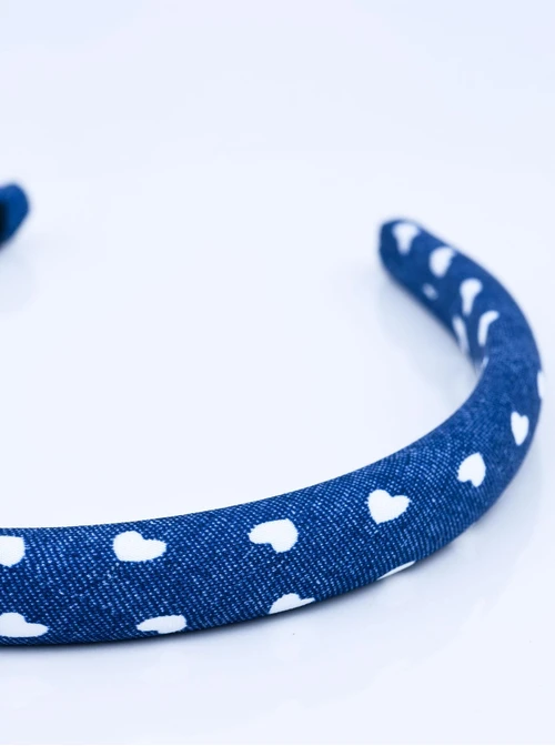 Opaska do włosów serduszka, denim O814457P00