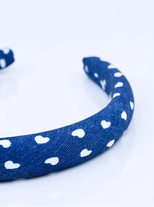 Opaska do włosów serduszka, denim O814461P00