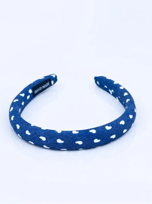 Opaska do włosów serduszka, denim O814461P00
