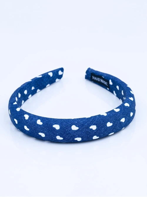 Opaska do włosów serduszka, denim O814542P00