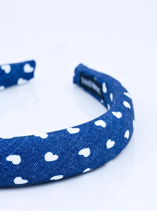 Opaska do włosów serduszka, denim O814542P00