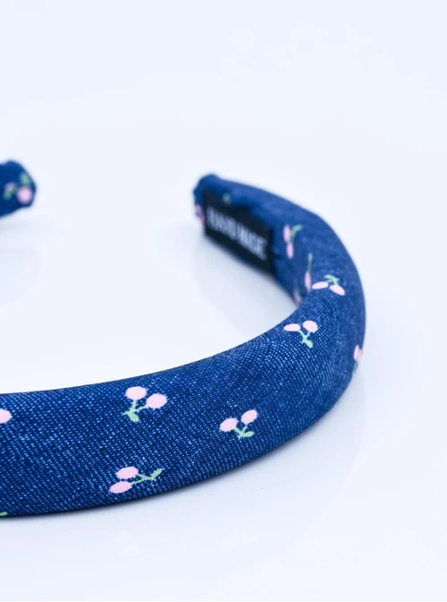Opaska do włosów, wisienki, denim O814460P00