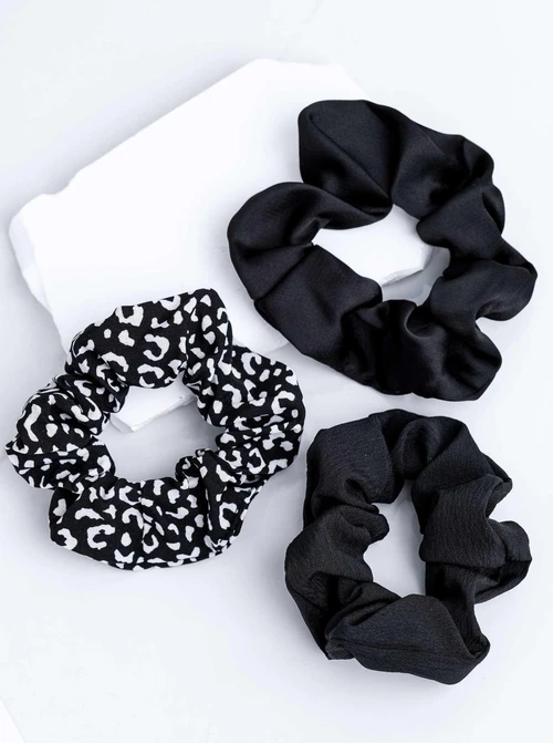Zestaw gumek do włosów typu scrunchie, czarny O014900P00