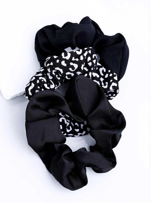 Zestaw gumek do włosów typu scrunchie, czarny O014900P00