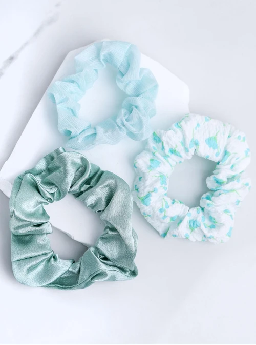 Zestaw gumek do włosów typu scrunchie, miętowy O014895P00
