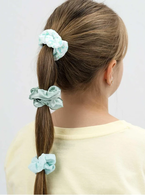 Zestaw gumek do włosów typu scrunchie, miętowy O014895P00