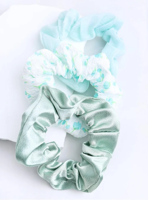 Zestaw gumek do włosów typu scrunchie, miętowy O014895P00