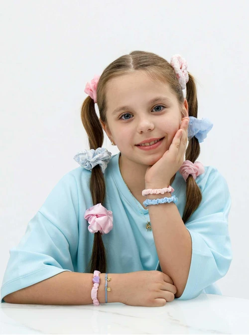 Zestaw gumek do włosów typu scrunchie, niebieski O014893P00