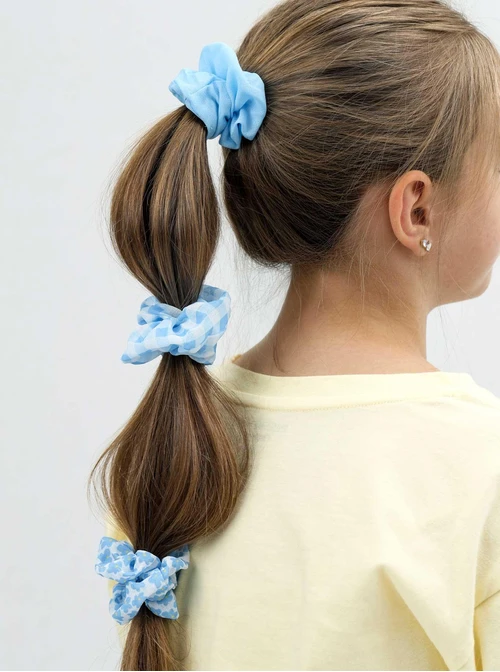 Zestaw gumek do włosów typu scrunchie, niebieski O014894P00